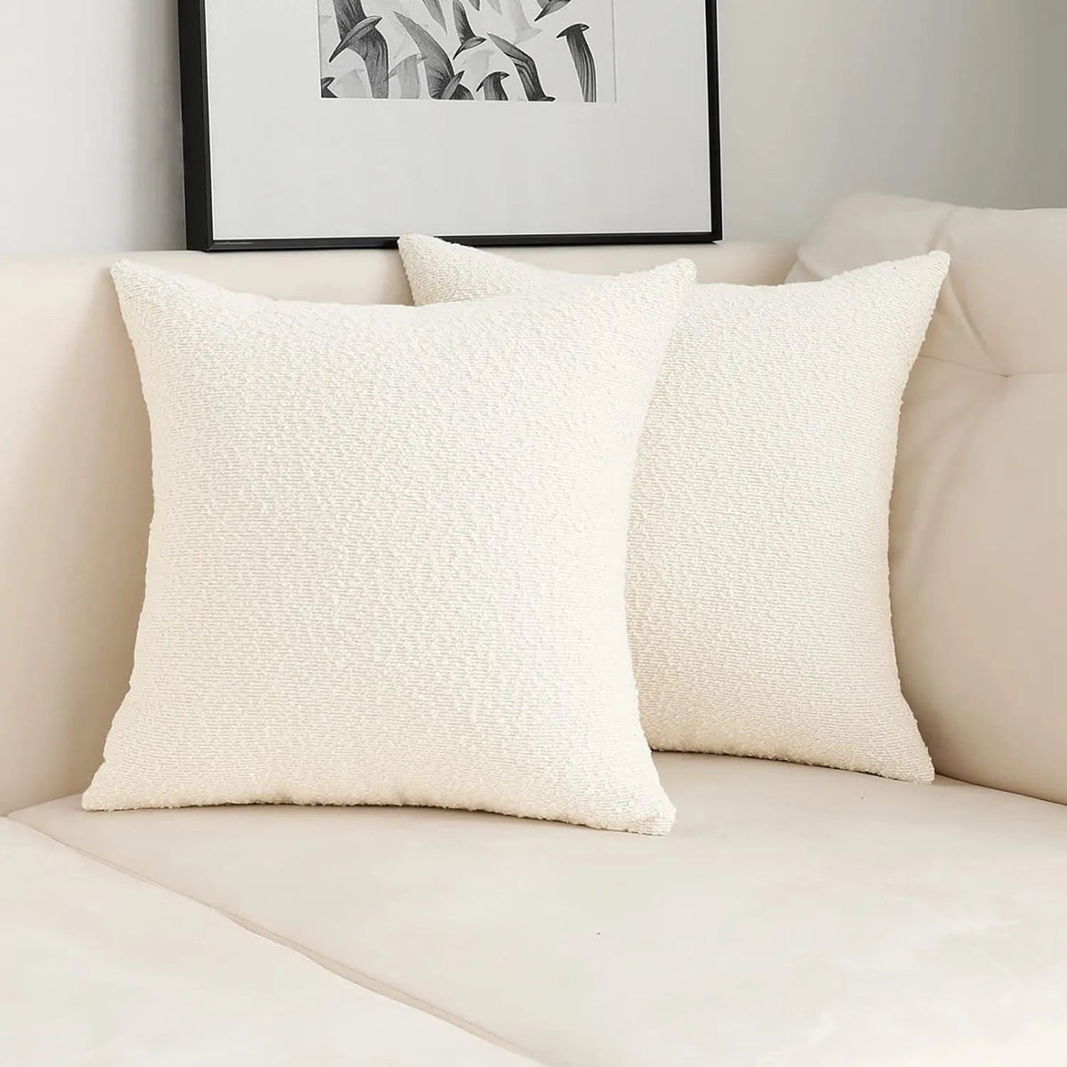 Cream pair on a white sofa