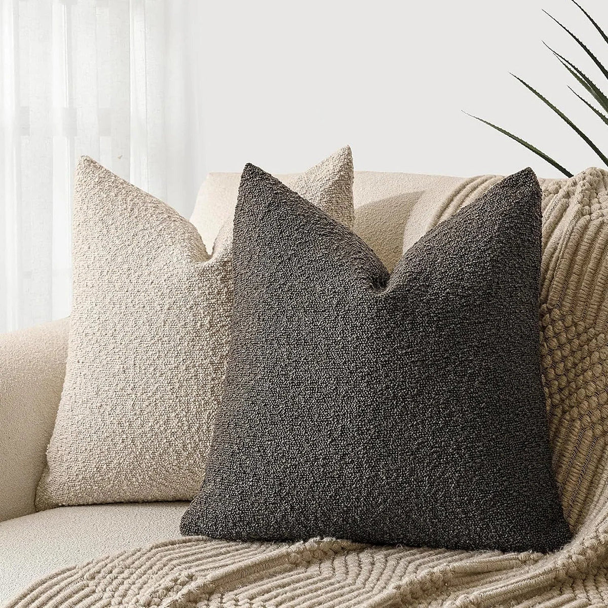 Celestine Boucle Cushion Cover for Sofas with Teddy Loop