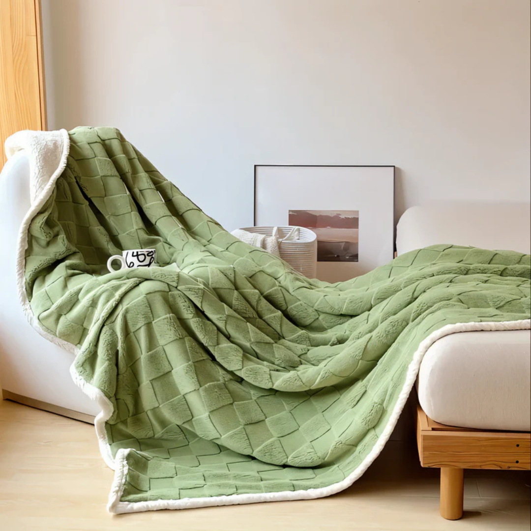 Celeste Fleece Throw for Sofa Days with Quilted Sherpa