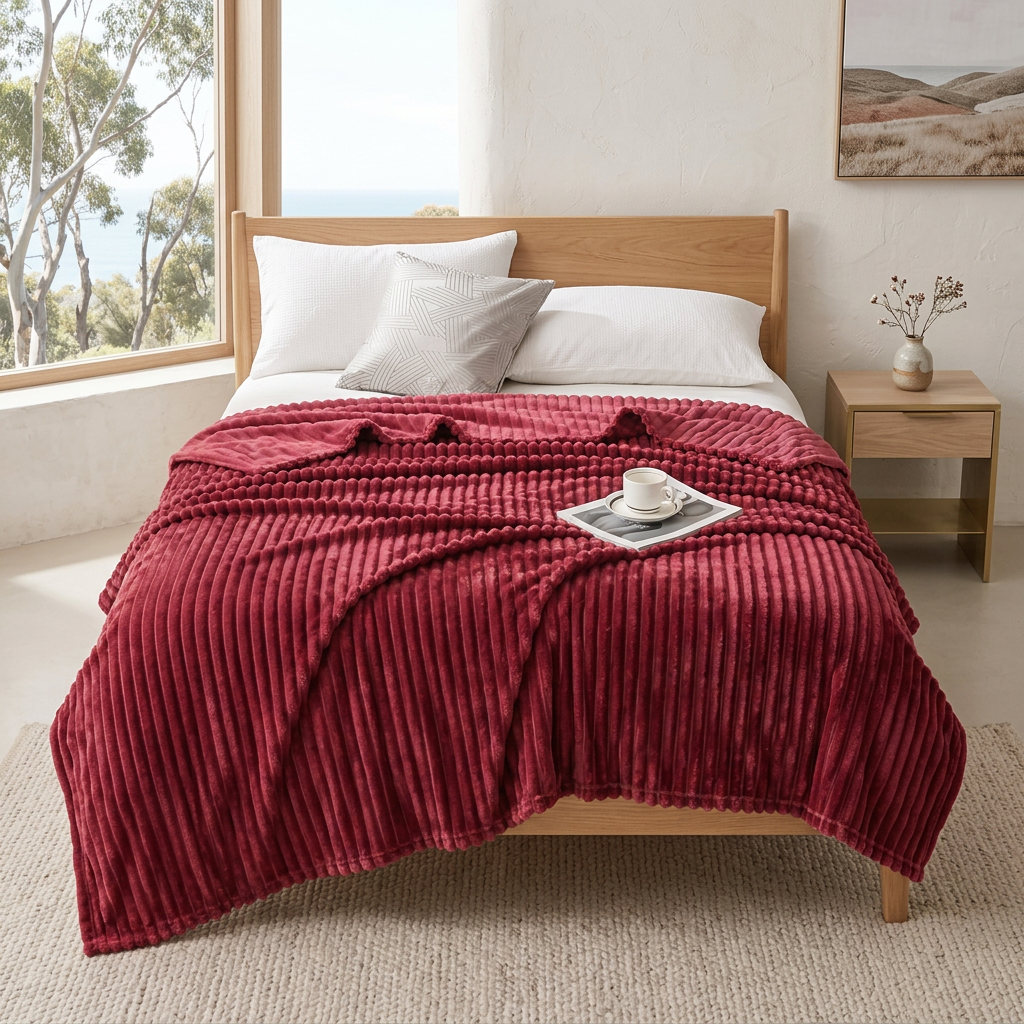 Delphine Fleece Throw for Cosy Rooms with Striped Pile