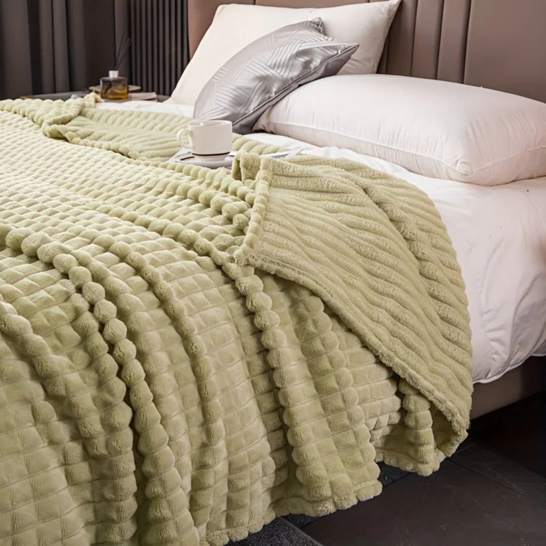 Farrah Fleece Throw for Sofas with Waffle Texture