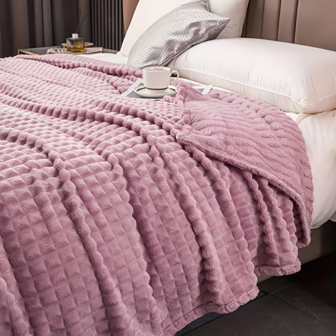 Farrah Fleece Throw for Sofas with Waffle Texture