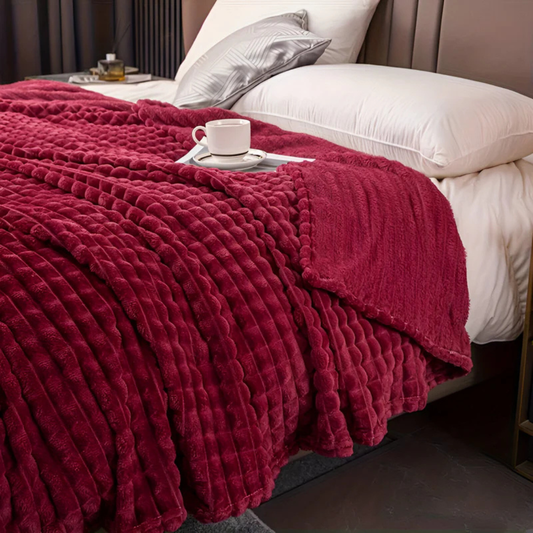 Farrah Fleece Throw for Sofas with Waffle Texture