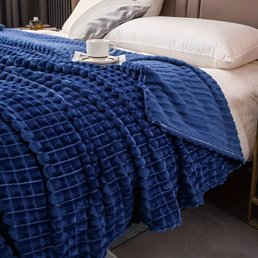 Farrah Fleece Throw for Sofas with Waffle Texture