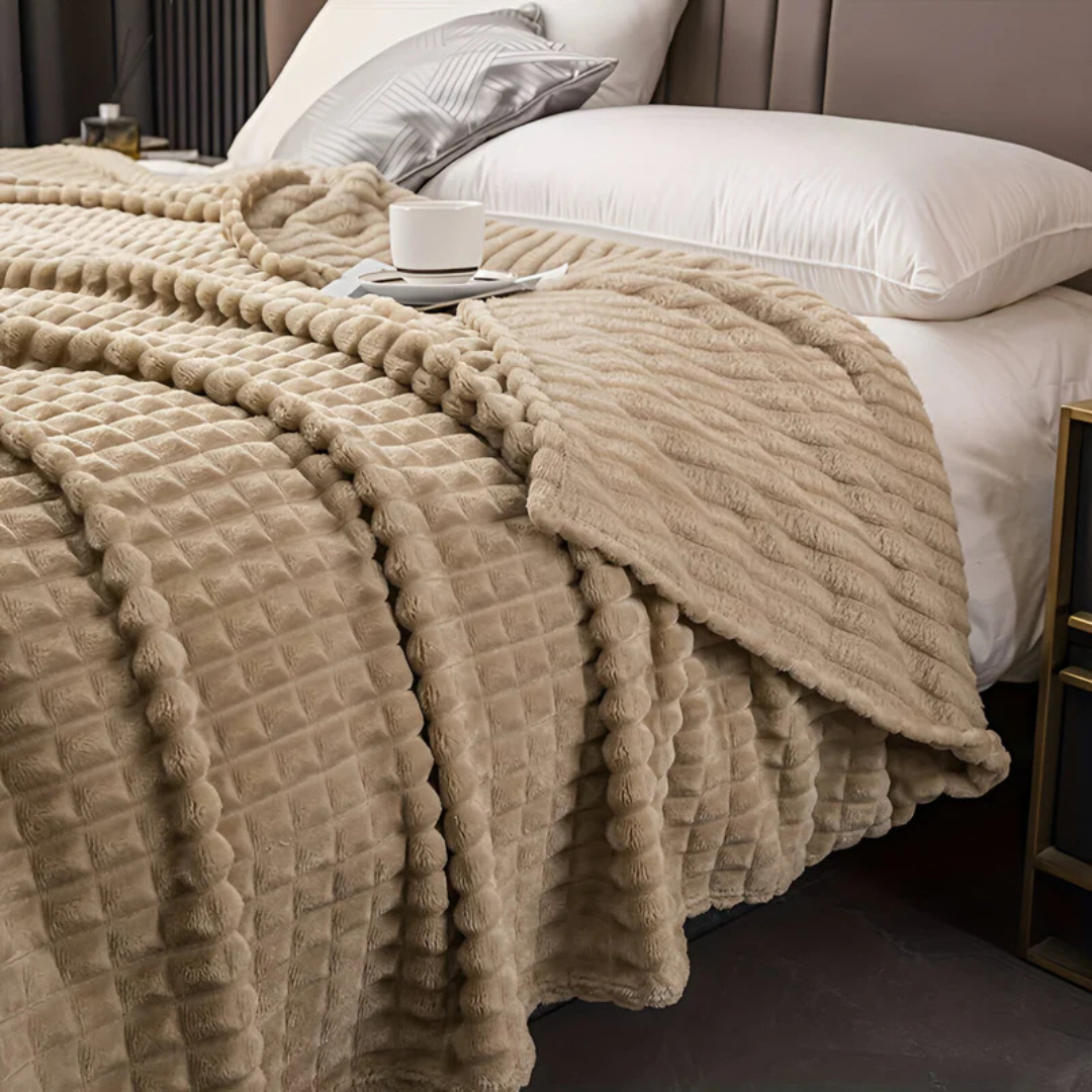 Farrah Fleece Throw for Sofas with Waffle Texture