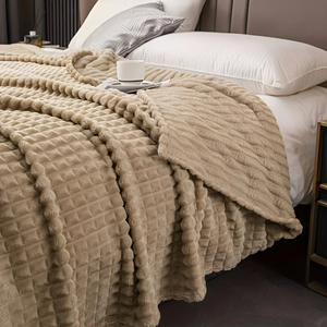Farrah Fleece Throw for Sofas with Waffle Texture