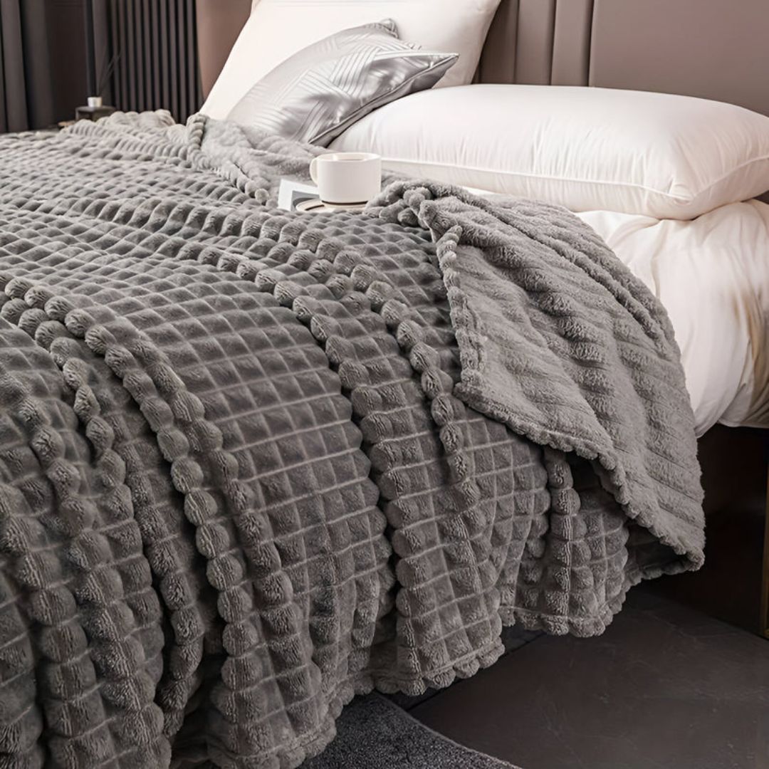 Farrah Fleece Throw for Sofas with Waffle Texture