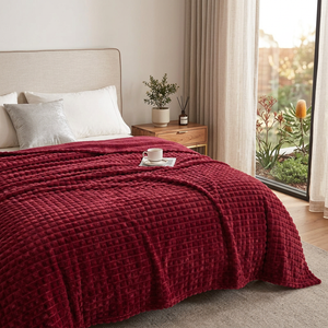 Farrah Fleece Throw for Sofas with Waffle Texture