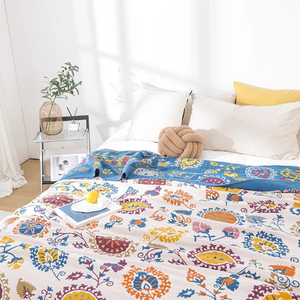Isadora Cotton Throw for Beds and Sofas with Mandala