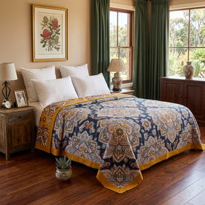 Isadora Cotton Throw for Beds and Sofas with Mandala