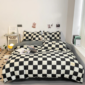 Delphine Quilt Cover for Bedrooms with Checkerboard