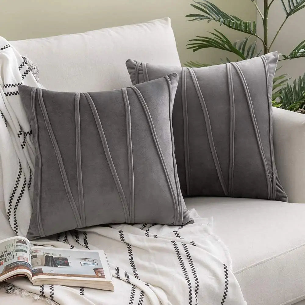 Aurelie Velvet Cushion Cover for Sofas with Wavy Texture