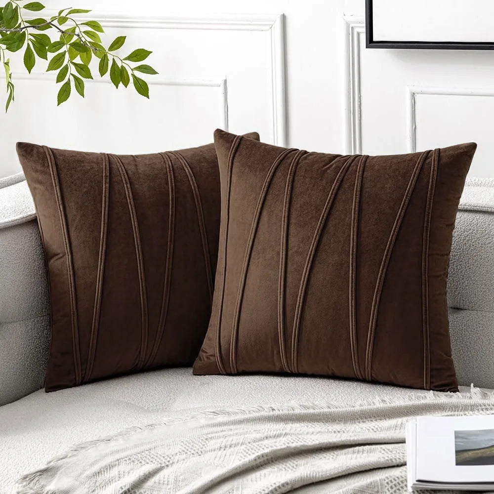 Aurelie Velvet Cushion Cover for Sofas with Wavy Texture