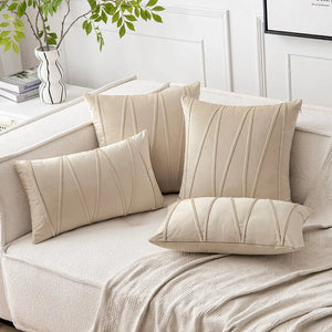 Aurelie Velvet Cushion Cover for Sofas with Wavy Texture