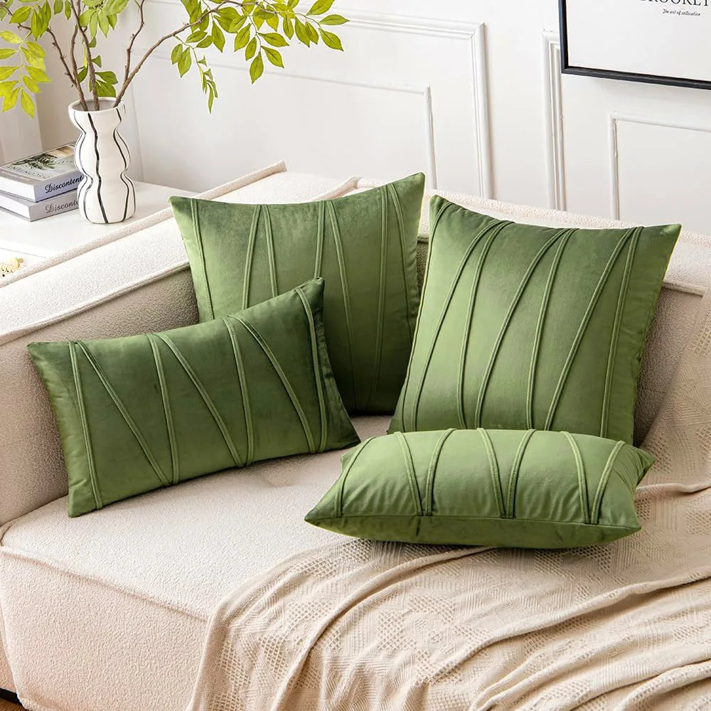 Aurelie Velvet Cushion Cover for Sofas with Wavy Texture