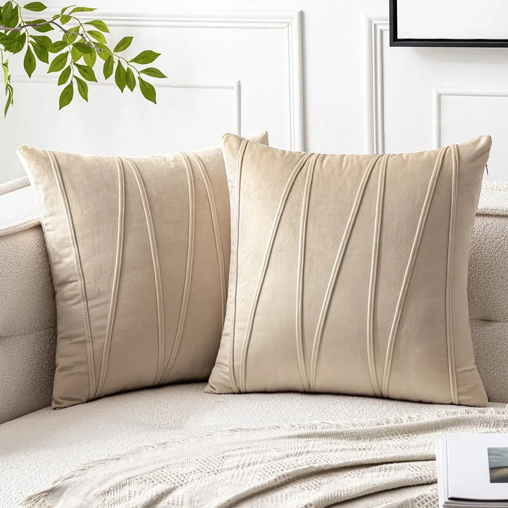 Aurelie Velvet Cushion Cover for Sofas with Wavy Texture