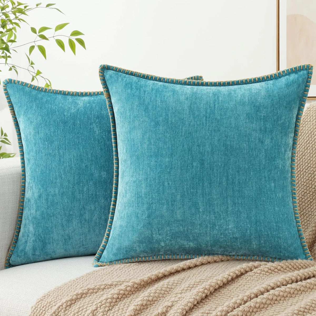 Genevieve Chenille Cover for Beds with Blanket Stitch Edge