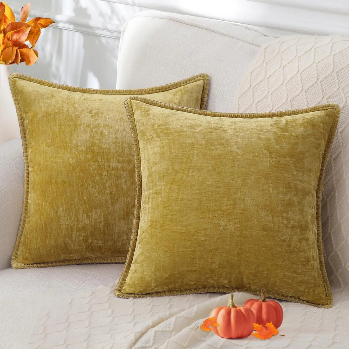 Genevieve Chenille Cover for Beds with Blanket Stitch Edge
