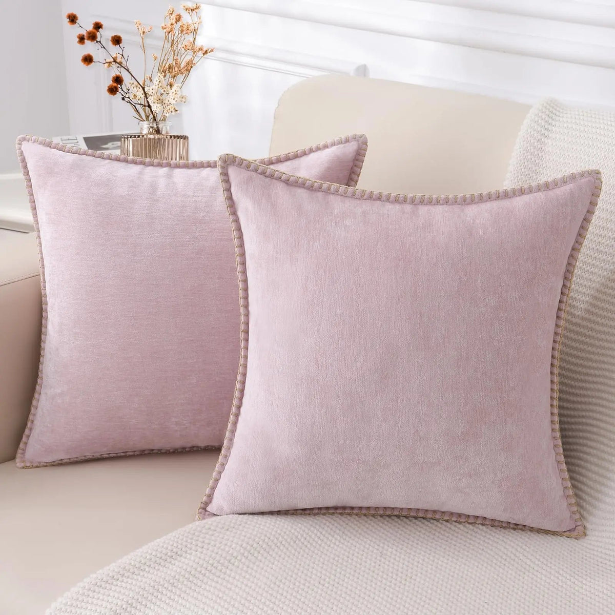Genevieve Chenille Cover for Beds with Blanket Stitch Edge