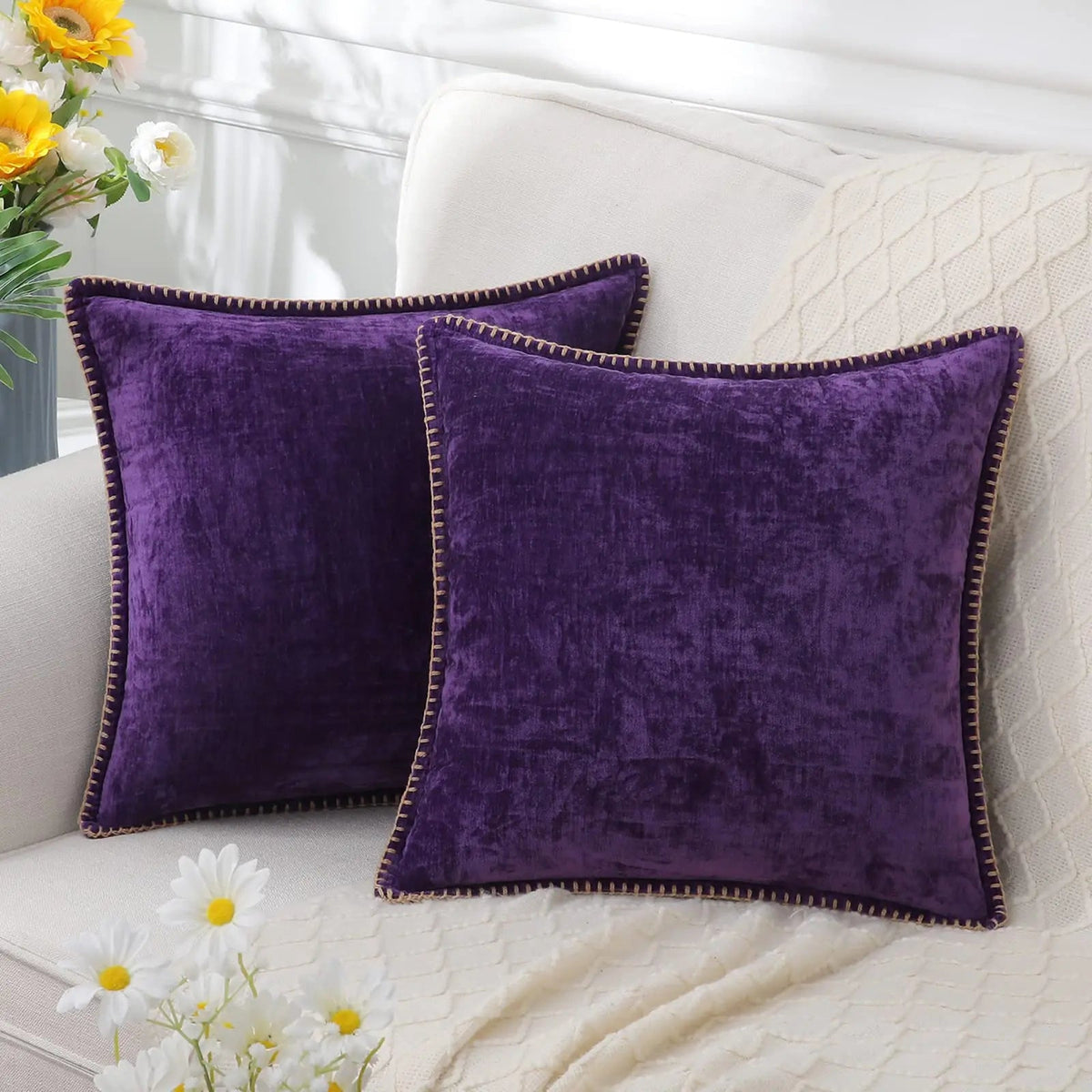 Genevieve Chenille Cover for Beds with Blanket Stitch Edge