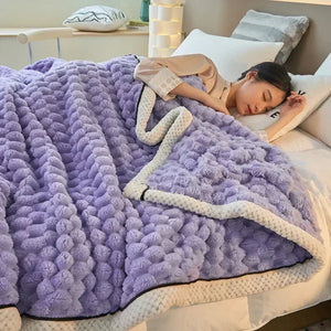 Adeline Flannel Blanket for Autumn Beds with Bubble Texture
