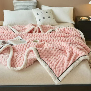 Adeline Flannel Blanket for Autumn Beds with Bubble Texture