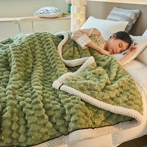 Adeline Flannel Blanket for Autumn Beds with Bubble Texture