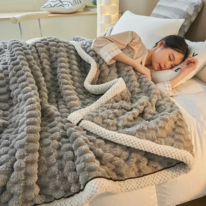 Adeline Flannel Blanket for Autumn Beds with Bubble Texture