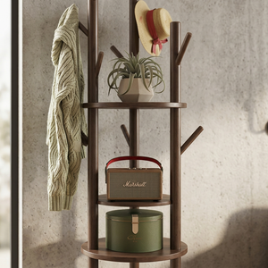Theodora Timber Coat Rack for Halls with Swivel Tier