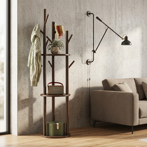 Theodora Timber Coat Rack for Halls with Swivel Tier