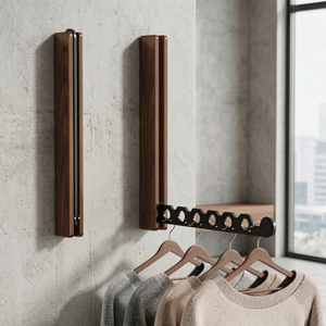 Sabine Folding Hanger Rail for Laundry with Timber Arm
