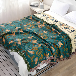 Beatrix Cotton Throw for Beds and Sofas with Tassels