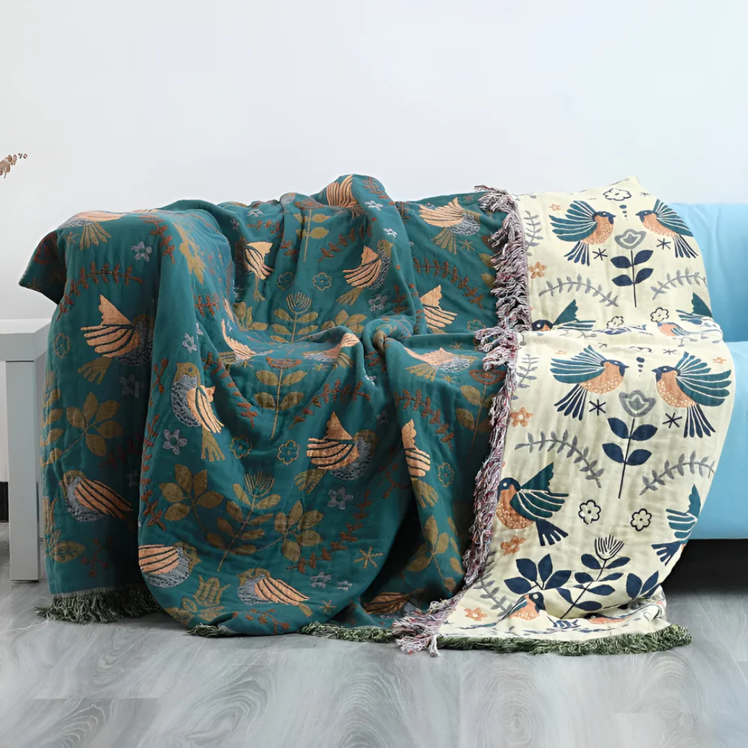 Beatrix Cotton Throw for Beds and Sofas with Tassels