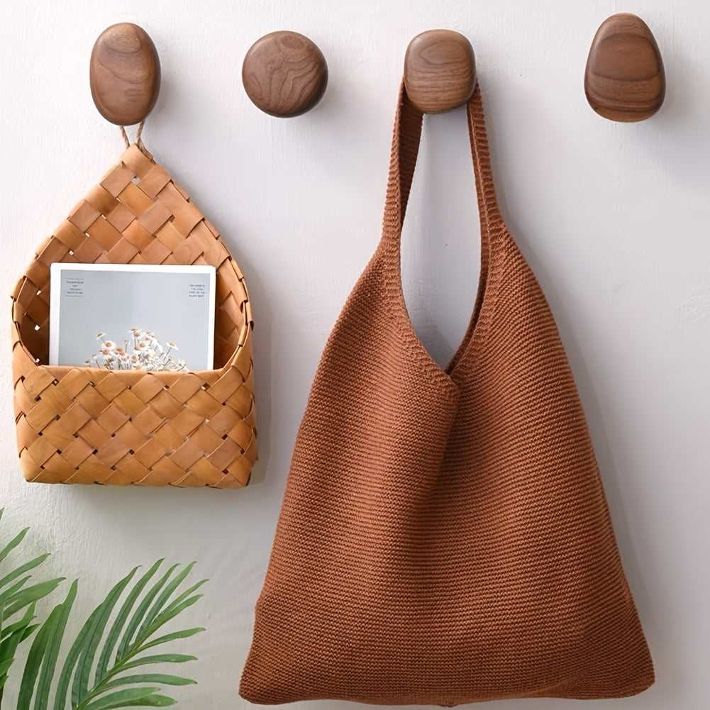 Quintessa Wood Pebble Hooks for Coats with 4 Sizes