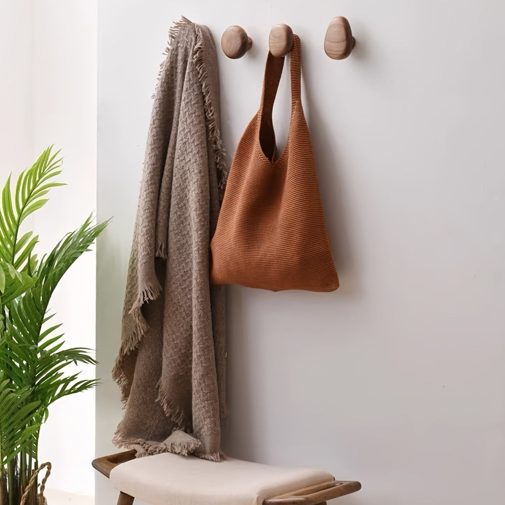 Quintessa Wood Pebble Hooks for Coats with 4 Sizes