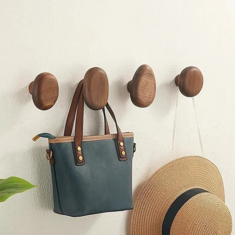 Quintessa Wood Pebble Hooks for Coats with 4 Sizes