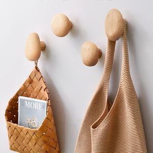 Quintessa Wood Pebble Hooks for Coats with 4 Sizes
