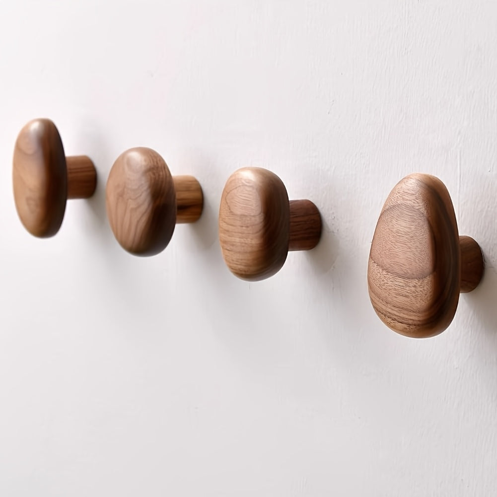 Quintessa Wood Pebble Hooks for Coats with 4 Sizes