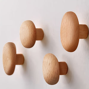 Quintessa Wood Pebble Hooks for Coats with 4 Sizes