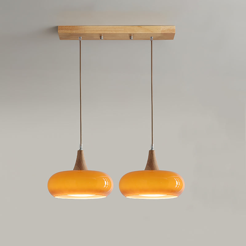 Agatha Glass Pendant for Dining Tables with Timber Cap