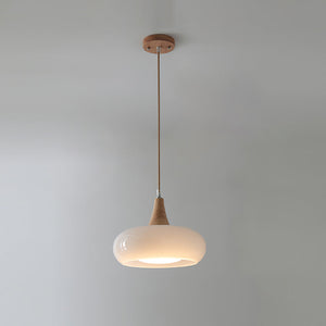 Agatha Glass Pendant for Dining Tables with Timber Cap