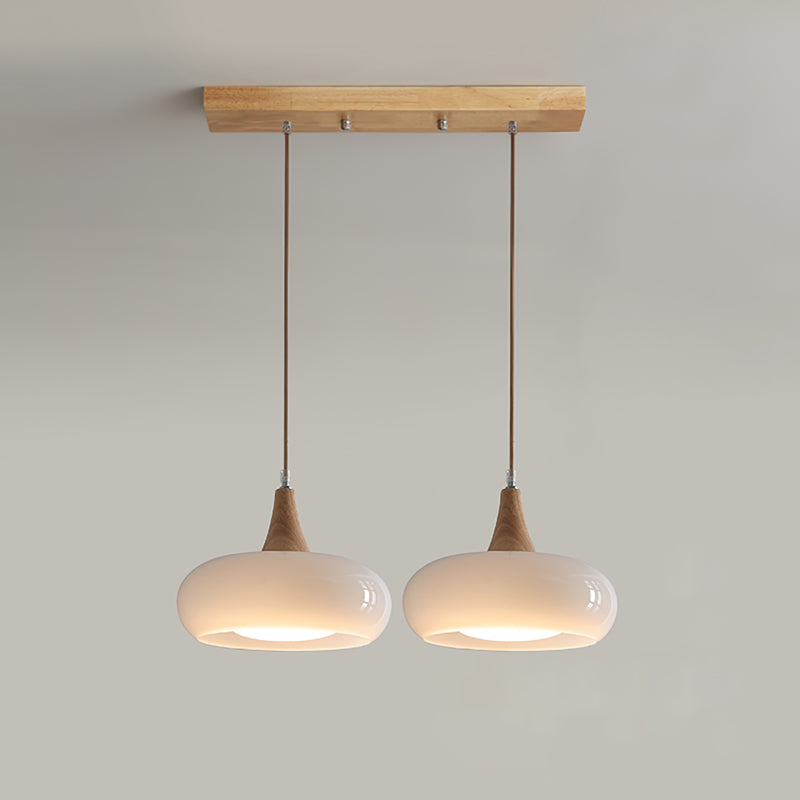 Agatha Glass Pendant for Dining Tables with Timber Cap