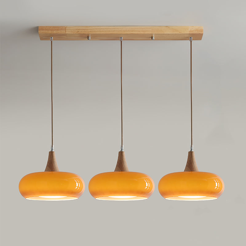 Agatha Glass Pendant for Dining Tables with Timber Cap