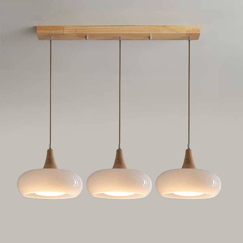Agatha Glass Pendant for Dining Tables with Timber Cap