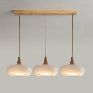 Agatha Glass Pendant for Dining Tables with Timber Cap
