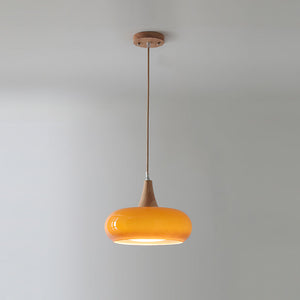 Agatha Glass Pendant for Dining Tables with Timber Cap