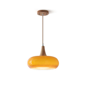 Agatha Glass Pendant for Dining Tables with Timber Cap