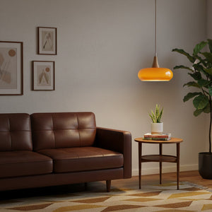 Agatha Glass Pendant for Dining Tables with Timber Cap