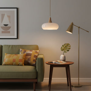 Agatha Glass Pendant for Dining Tables with Timber Cap