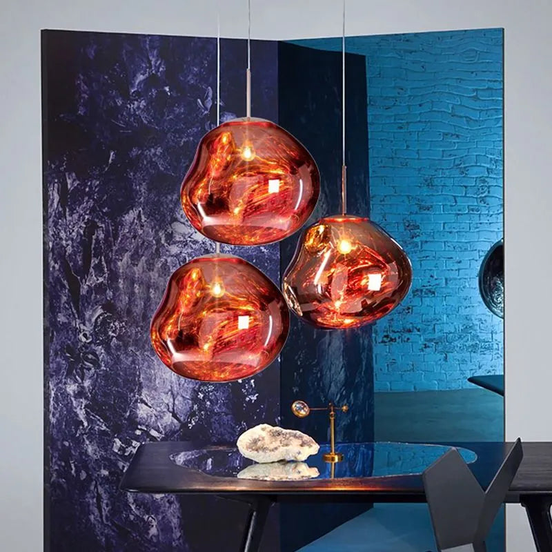 Pendants against a textured wall
